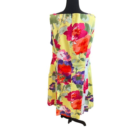 Ralph Lauren Fit Flare Floral Dress Square Neck Pockets Cotton Plus Size 16 - Picture 5 of 14